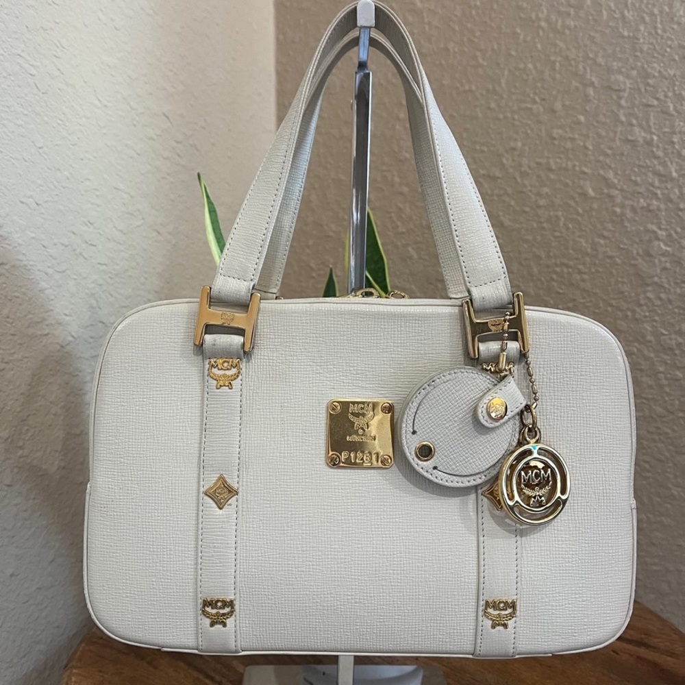 Authentic MCM cream colored Boston  bag